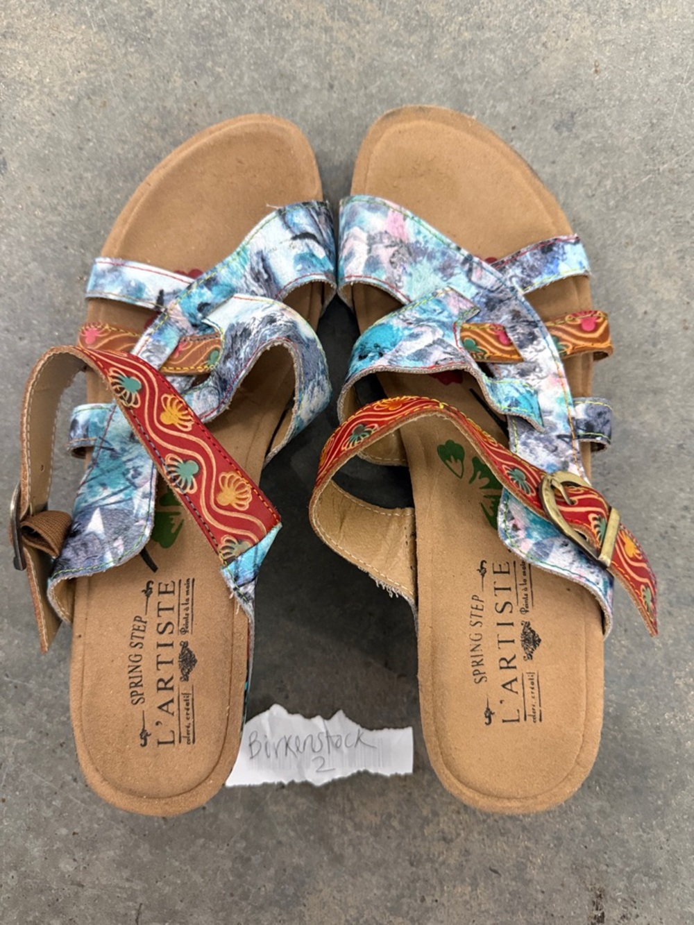 Spring Step L'Artiste Multicolor Blue and Red Patterned Strappy Sandal - Picture 3 of 5